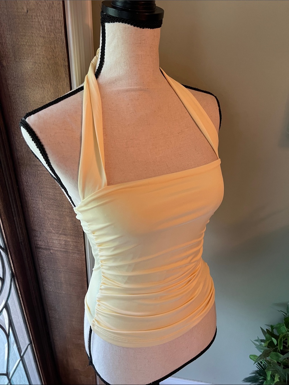 Buttercup Yellow Halter Ruched Tank - Picture 3 of 8